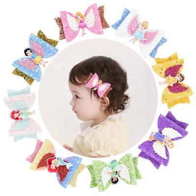 China Comfortable children's animation acrylic resin hairpin bow hair accessories sparkle glitter children's hairpin for sale