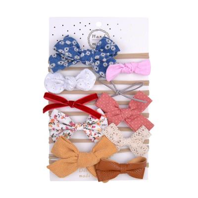 China Comfortable children's non-registration elastic headband 10 accessories of a baby hair band bow costume card for sale