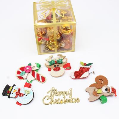 China Wholesale Comfy Christmas Headwear Set Santa Claus Christmas Tree Hairpin Set Kids Cartoon Snowman Headwear for sale