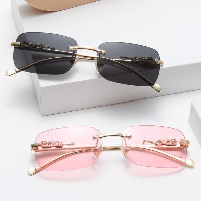 China Personality hot punk style sunglasses rimless square color men and women's retro metal sunglasses lenses for sale