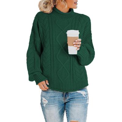 China Anti-wrinkle Autumn Winter 2021 New Women's Knitwear Solid Color Curved Sweater Sweater Half Thick Yarn Neck High for sale