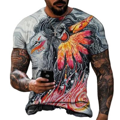 China Anti-Wrinkle Art Clothing Custom Sublimation Print Indigenous Native Illustration Men's T-Shirt for sale