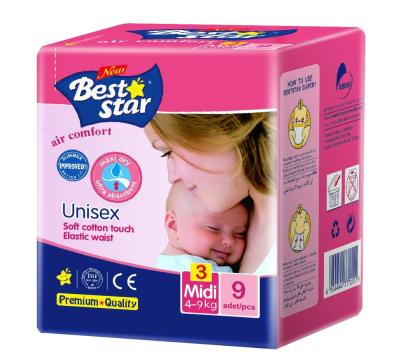 China Printed Premium Quality PE Film Beststar Baby Diaper For Wholesale for sale