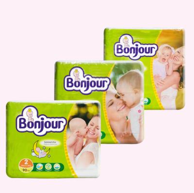 China Cloth Film Quality Bonjour Brand Printed Baby Diaper For Wholesale for sale