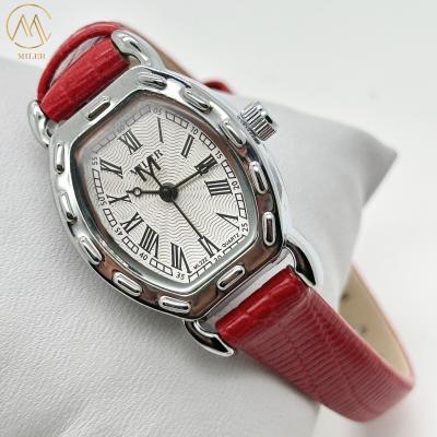 China Leather Band White Dial Lady Quartz Watch Scratch Resistant With Luminous Hands for sale