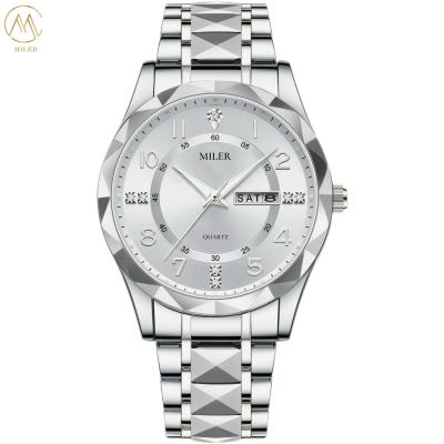 Chine ML 1003 Mouvement à quartz d'origine Montre pour homme Diamant à cadran quotidien Montres à poignet imperméables à l'eau Montres fonctionnelles à double calendrier à vendre