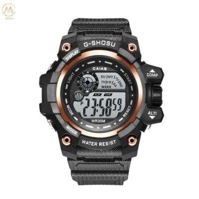 China Quartz Digital Sports Watch Waterproof With Black Silicone Band for sale