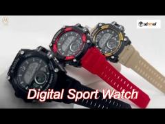 automatic date black digital sport watch with 100m water resistance