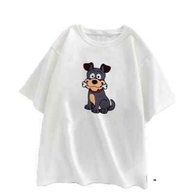 China QUICK DRY Slim Breathable Highly Elastic Round Neck Cartoon T-shirt Summer White Women for sale