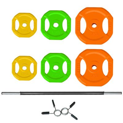 China Universal Rubber Weight Lifting Equipment 15/30/35/40kg Color Barbell Weight Set/Barbell Set for sale