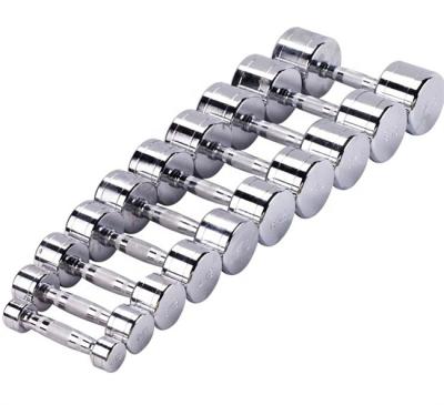 China Durable Freestanding Weightlifting Gym Equipment Workout10kg Weights Dumbbell Set Silver for sale