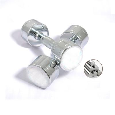 China Factory Price Durable Steel Dumbbells Silver Plating Chrome Dumbbells For Home Gym Weightlifting for sale