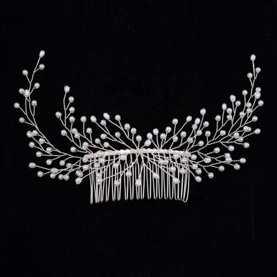 China Wedding Hair Decoration Fashion Pearl Hair Accessories Silver Plated Bridal Wedding Flower Leaves Crystal Hair Pins Clips for sale