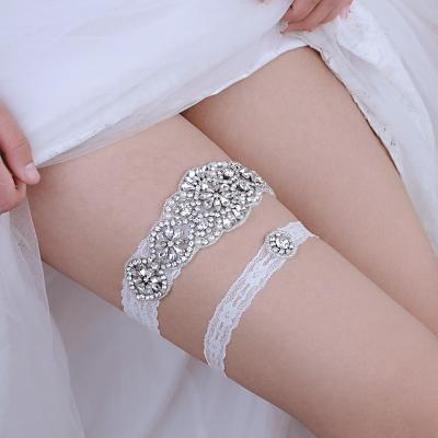 China Wedding Hair Decoration Cheerfeel TC312Exquisite Rhinestone Applique Elastic Leg Garter For Decoration for sale