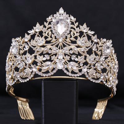 China Wedding Hair Decoration Cheerfeel 605 Baroque Queen Crown, Handmade Gold Wedding Tiaras And Crown For Bride Large Crystal Rhinestone Tiara Crown For Women for sale