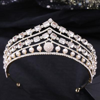 China Wedding Hair Decoration Cheerfeel HP-576 High Quality For Gold Bridal Wedding Hair Accessories Rhinestone Crystal Bling Women Tiara Adult for sale