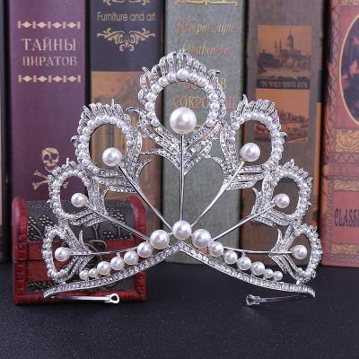 China Wedding Baroque Rhinestone Pearl Shape Hair Decoration Cheerfeel Peacock Bridal Tiaras and Crowns HP518 for sale