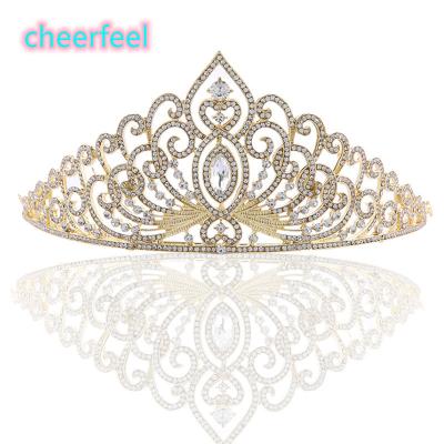 China Wedding Hair Decoration Cheerfeel Wedding Wholesale Rhinestone Gold Discount Bridal Tiaras And Crowns HP-403 for sale