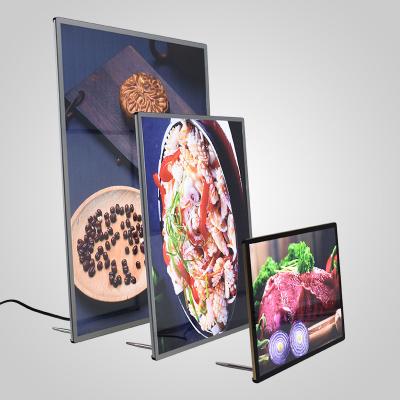 China tea shop store/milk/restaurant/hotel poster frames 3d led light box aluminum frame led menu board slim light box frame for sale