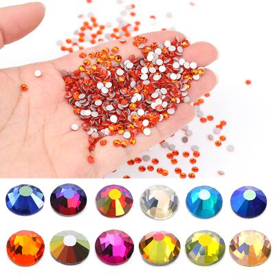 China Flatback Bling Crystal Glass Round Nails Art Bulk Flatback Crystal Ab Non Hotfix Rhinestones for Jewelry Decoration for sale