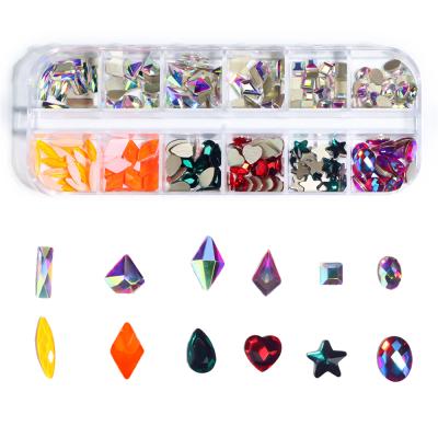 중국 Wholesale Bulk Flatback 3D Glue Accessory Press On Crystals Fake Diamond Nail Art Rhinestone Nail Decorations 판매용