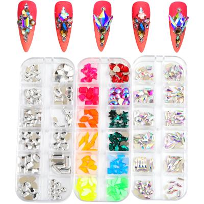 Cina Nail Art Decoration Mixed Size Different Shape Rhinestone Kits In Flat Back Rhinestones ab Non Glass Hotfix Crystal Nail Decoration Bulk Box Sale in vendita