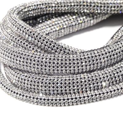 China High Quality Crystal Rhinestone Rope Cord For Glass Pointback Rhinestone Rope Tube Cotton Core Clothing Decoration Te koop