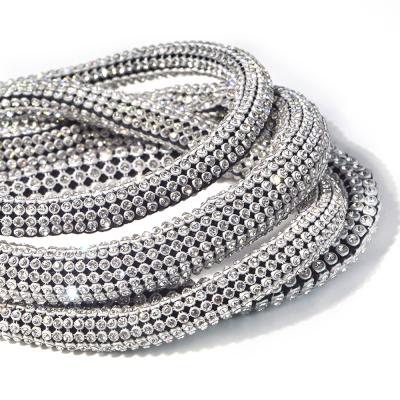 중국 Wholesale Pointback Round Rhinestone White Glass Rope Filled Cotton Rope Strip ab crystal long for apparel lace decoration 판매용