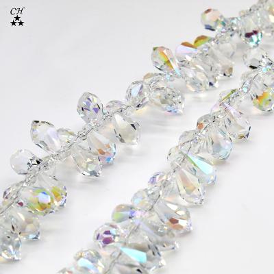 China Environment Inspection Top Holes Drop Crystal Machine Cut Glass Beads Faceted Shaped For Clothing Accessories Te koop