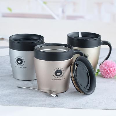 China Mini PORTABLE 350ml Vacuum Coffee Mug Cup Stainless Steel Vacuum Tea Cup With Lid And Free Stainless Steel Spoon for sale