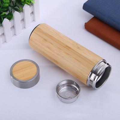 China PORTABLE Bamboo Surface 450ml Stainless Steel Vacuum Tumbler Flask Cup With Lid for sale