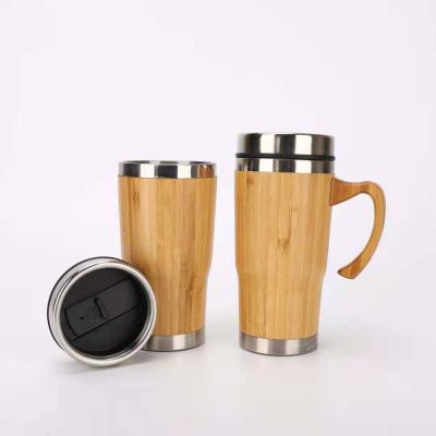 China 450ml Stainless Steel Portable Bamboo Vacuum Insulated Coffee Tea Travel Mug Mug With Lid for sale