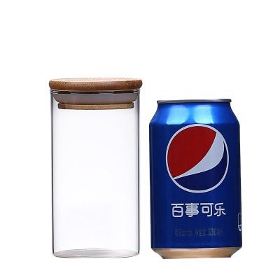 China Wholesale High Quality 350ml Freshness Preservation Glass Jar Food Airtight Glass Container With Bamboo Lid for sale