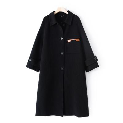 China Winter And Autumn Fashionable Pure Color Woolen Breathable Long Coats For Women for sale