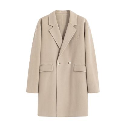 China Korean version breathable European and American mid-length woolen lapel is thin and solid color thin women's woolen coat for sale