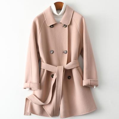 China Ladies Breathable Custom Loose Elegant Korean Winter Fur Blend Coats Long Overcoat Handmade Wool Cashmere Coat For Women for sale