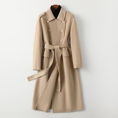 China New Autumn Winter Style Fashion Lapel Solid Color Mid Length Woolen Women's Breathable Coat for sale