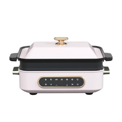 China Detachable Non-Stick Smokeless Electric BBQ Grill China Grill Pan Electric Multi Function Cooker With Hot Pot for sale