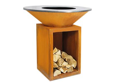 China Fuego de acero Pit With Wood Storage de la altura 1000m m Corten de la BARBACOA del SGS en venta