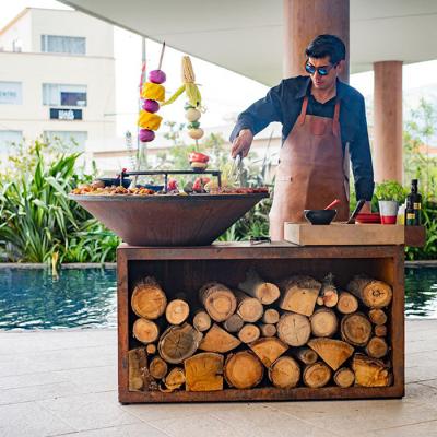 Chine Le feu vivant extérieur Pit With Log Storage de barbecue de camping du barbecue 150kg à vendre