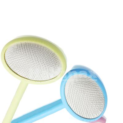 China New Viable Easy Rubber Pet Cleaning Brush Dog Cat Slicker Hair Brush Handle Pet Tool for sale