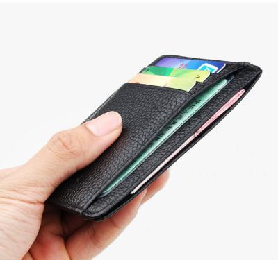 China Super Slim Compact Wallet Card Wallet Genuine Leather Slim Genuine Leather Credit Card Holder for sale