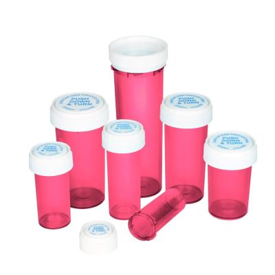 China Household Products 6dr/8dr 30ml Plastic Child Cap Pharmacy Prescription Pill Tube Resistant Tamper Resistant Pill Tube Vials Pull Down Turn CR Cap Bottle Custom for sale