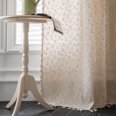 China Pastoral Style Daisy Printed Bay Window Curtain Blackout Curtain Cotton Linen Finish Kitchen Curtain for sale