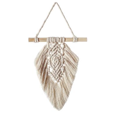 China Twill Boho Macrame Wall Hanging Art Decor Natural Cotton Cord Woven Hippie Tapestry for sale