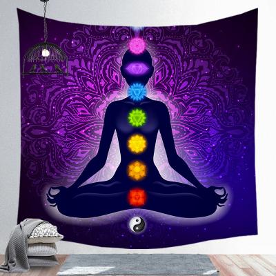 China Indian Traditional Twill 150*130cm Custom Galaxy Seven Chakra Tapestry 200*200cm Large Size for sale