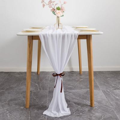 China Simple and Modern Wedding Banquet Site Table Chiffon Decoration Solid Color Jacquard Runner for sale