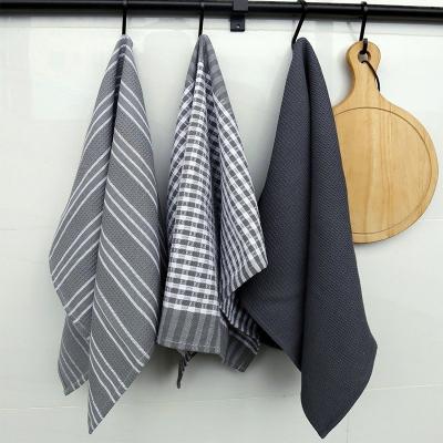 China Modern Three Pieces Set Of Gray / Blue Tea Towels Home Towels Fabric Series Set Kitchen Towels for sale