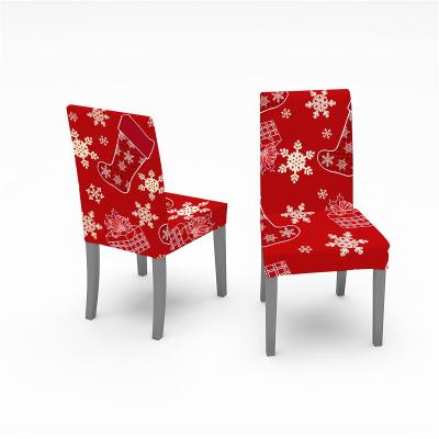 China Simple Christmas decoration printing inclusive elastic chair cover household dining table and chair cover for sale