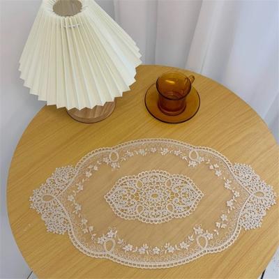 China Stocked 1pc Vintage Embroidered Tablecloth Lace Place Mat French Coaster Table Mat Kitchen Accessories for sale